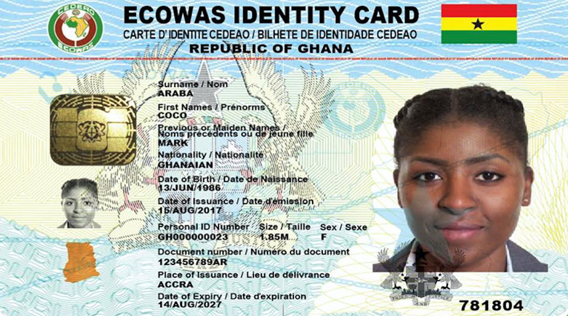 Sample photo of Ghana card